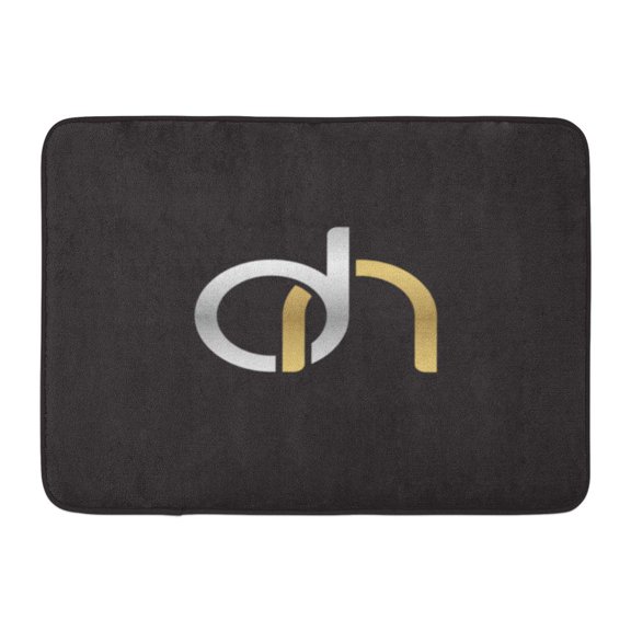 GODPOK Abstract Initial Letters Dn Round Linked Chain Shape Lowercase Modern Design Silver Gold Alphabet Rug Doormat Bath Mat 23.6x15.7 inch
