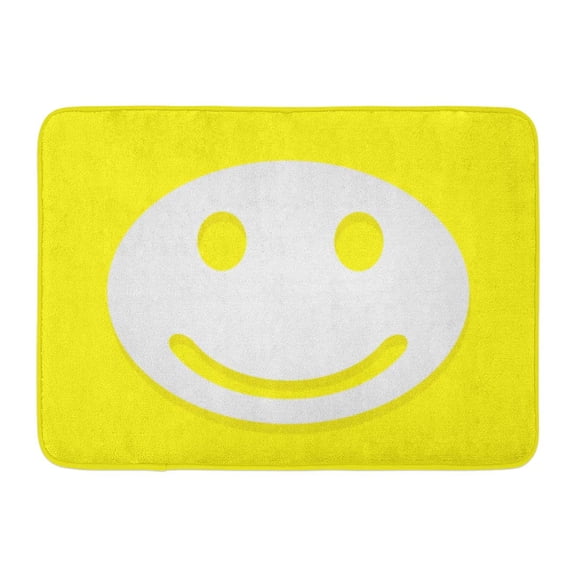 GODPOK Abstract Yellow Happy Face Smile Symbol Sign Round Funny Ball Rug Doormat Bath Mat 23.6x15.7 inch