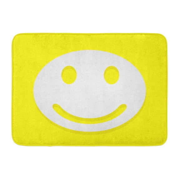 GODPOK Abstract Yellow Happy Face Smile Symbol Sign Round Funny Ball Rug Doormat Bath Mat 23.6x15.7 inch