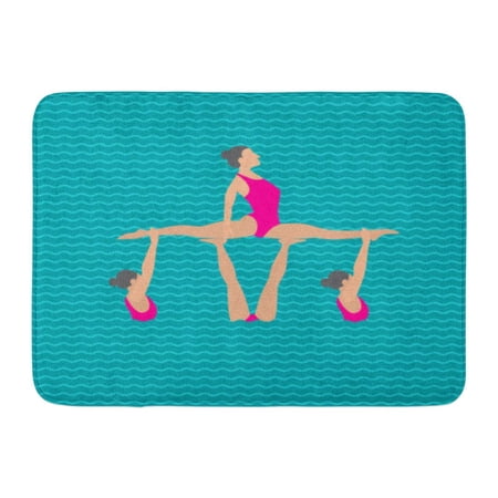 GODPOK Active Blue Synchro of in The Womens Synchronised Swimming Flat Style White Action Adult Rug Doormat Bath Mat 23.6x15.7 inch