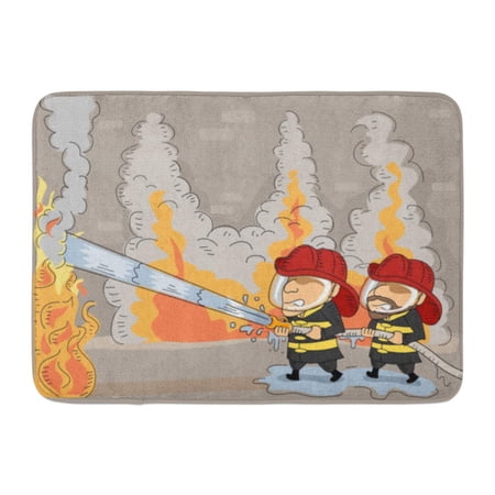 GODPOK Adult Cartoon of Pair Firemen Working Hard to Put Out Raging Fire Work Career Rug Doormat Bath Mat 23.6x15.7 inch