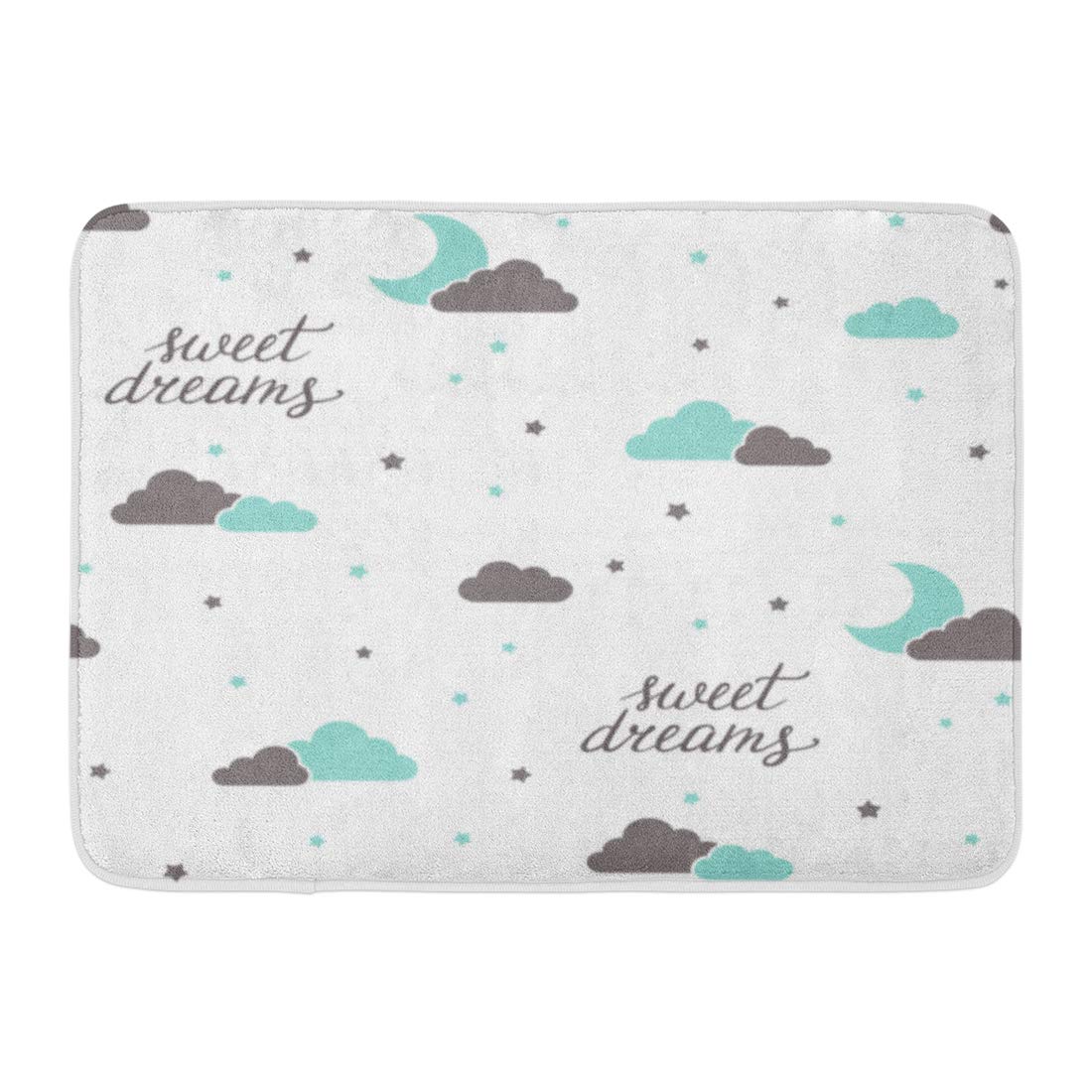 GODPOK Aerial Sleep with Sweet Dreams Hand Lettering Moon Stars and Clouds Kids Baby Rug Doormat Bath Mat 23.6x15.7 inch - image 1 of 1