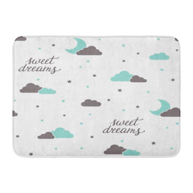 GODPOK Aerial Sleep with Sweet Dreams Hand Lettering Moon Stars and Clouds Kids Baby Rug Doormat Bath Mat 23.6x15.7 inch