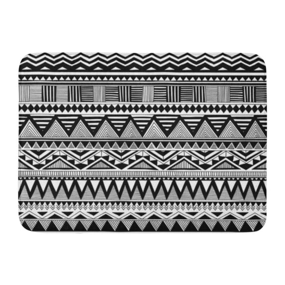 GODPOK African Black and White Tribal with Doodle Aztec Fancy Abstract Geometric Ethnic Design Tissue Indigenous Rug Doormat Bath Mat 23.6x15.7 inch