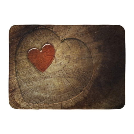 GODPOK Age Brown Abstract Valentine's Day Concept with Copyspace Love Text on Wooden Tree Aged Rug Doormat Bath Mat 23.6x15.7 inch
