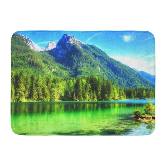 GODPOK Alpine Blue Scenic Mountain View Green Lake Alp Austria Rug Doormat Bath Mat 23.6x15.7 inch
