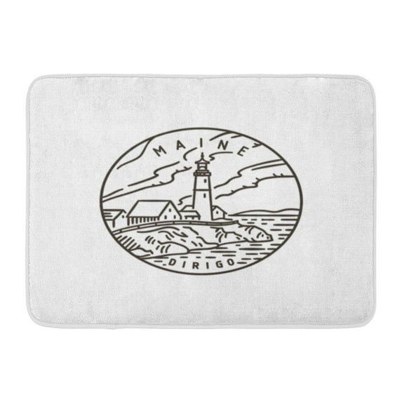 GODPOK America White Stamp Vintage Round Label Maine Lighthouse Adventure American Rug Doormat Bath Mat 23.6x15.7 inch