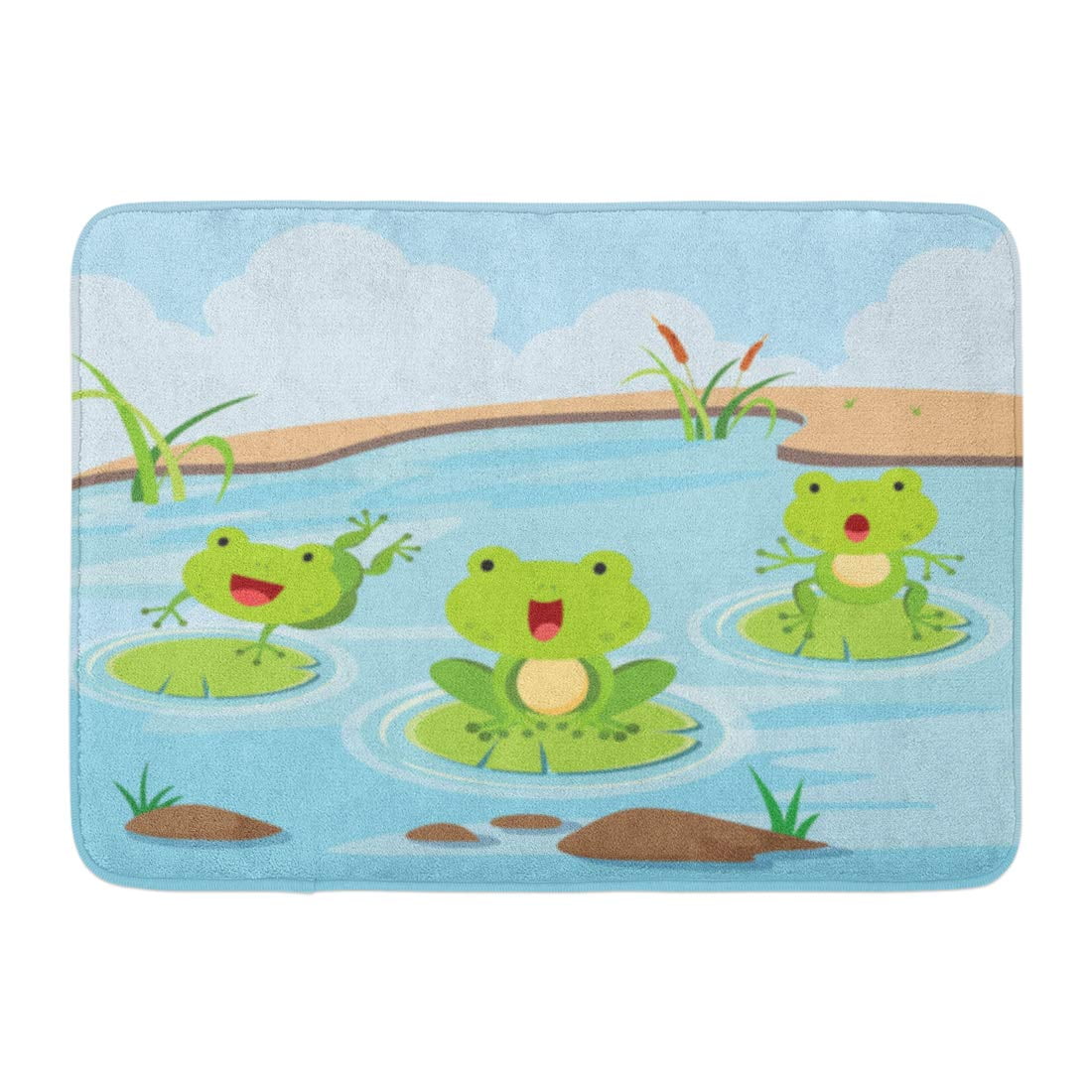 GODPOK Amphibian Green Cartoon Little Frogs in The Pond Cute Having Fun ...