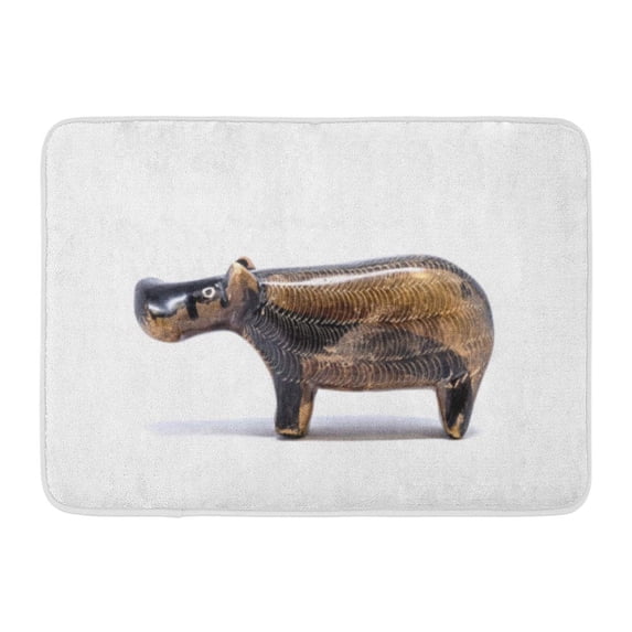 GODPOK Ancient Statue African Animal Carvings from Stone on White Hippopotamus Africa Antique Rug Doormat Bath Mat 23.6x15.7 inch