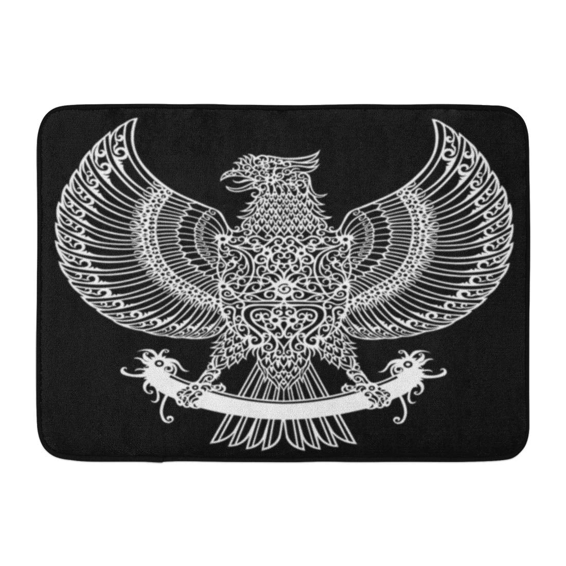 GODPOK Animal Black Eagle Tribal Bird Tattoo Dayak Indonesia Indonesian Cool Rug Doormat Bath