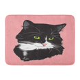 thumbnail image 1 of GODPOK Animal White Face Portrait of Black Cat with Green Eyes Kitty Attractive Rug Doormat Bath Mat 23.6x15.7 inch, 1 of 1