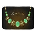 thumbnail image 1 of GODPOK Antique Black Accessory Gold Necklace with Oval Precious Chrysoprase Gems and Chain on Dark Green Amulet Rug Doormat Bath Mat 23.6x15.7 inch, 1 of 1