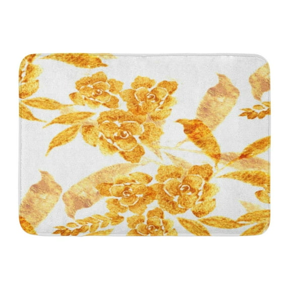 GODPOK Antique Brown Gold Golden Rose Flower Floral Ethnic with Watercolors White Yellow Abstract Beautiful Rug Doormat Bath Mat 23.6x15.7 inch