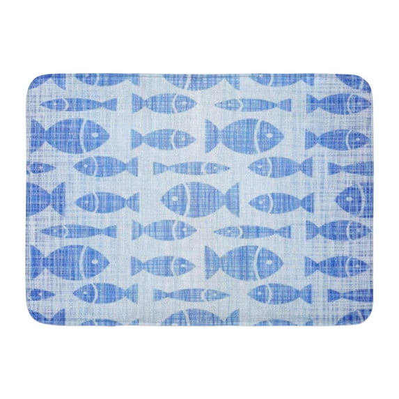 GODPOK Aqua Black Border Blue Jeans with Drawing of Small Fish Colorful Animal Aquarium Rug Doormat Bath Mat 23.6x15.7 inch