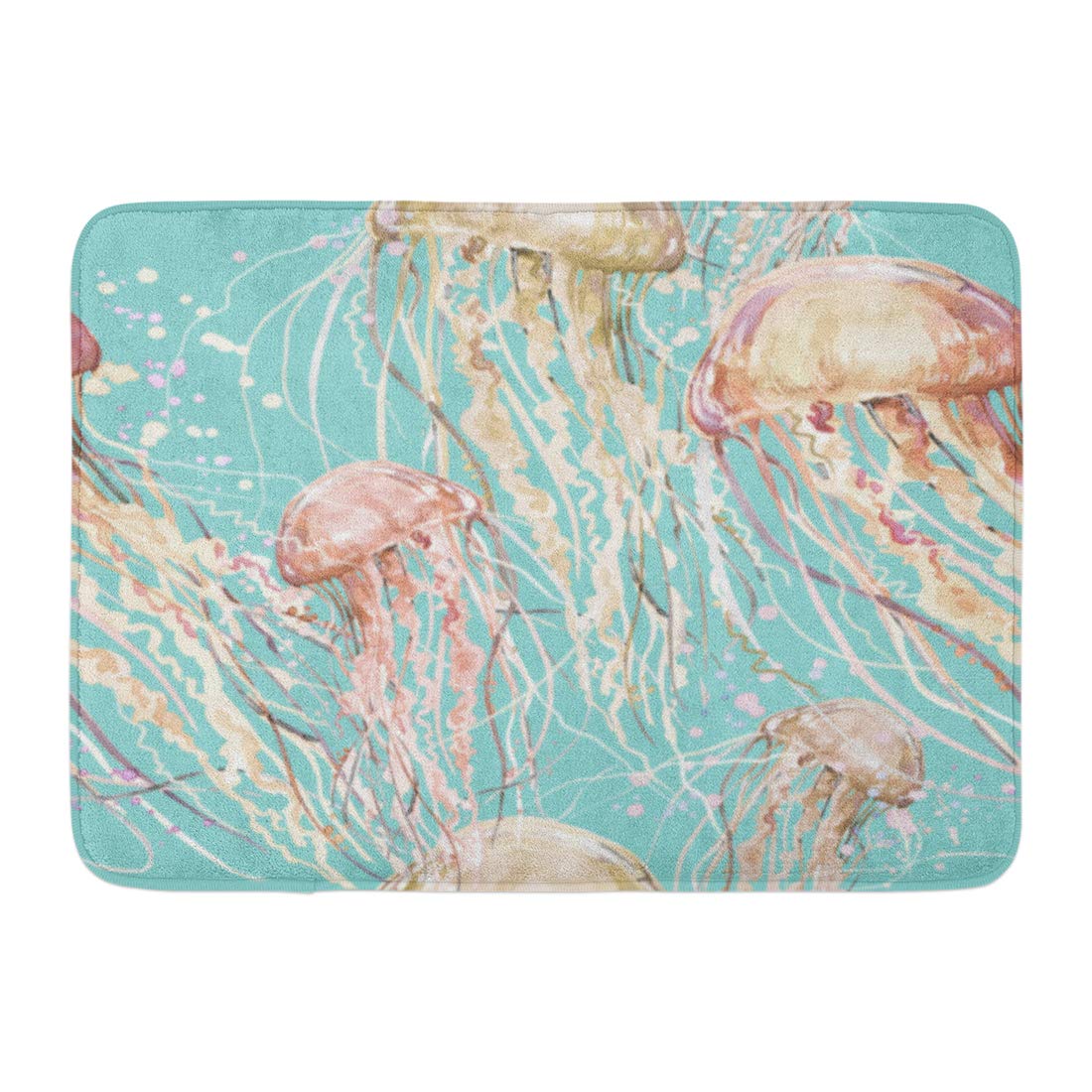Aquatic Rug GODPOK Aquarium Summer Watercolor Jellyfish Ocean Life Nautical Sea ...