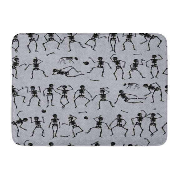 GODPOK Arm Halloween Pattern Black and White Silhouette Skeleton Cat The Dance Apparition Bared Rug Doormat Bath Mat 23.6x15.7 inch