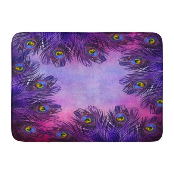 GODPOK Artistic Blue Abstract Peacock Feathers Colorful Animal Beautiful Rug Doormat Bath Mat 23.6x15.7 inch