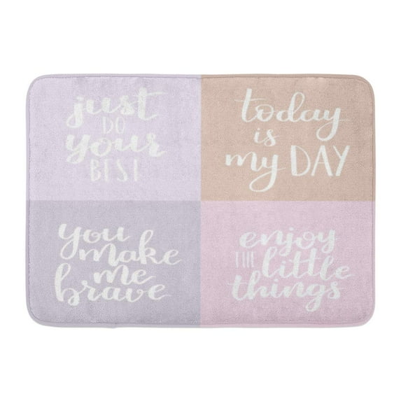 GODPOK Artistic Motivational Handwritten Calligraphy Quotes White Ink on Pastel Lavender Cute Inspirational Rug Doormat Bath Mat 23.6x15.7 inch