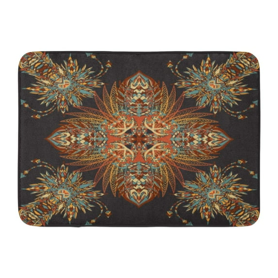 GODPOK Asian Colorful African Aztec Geometric with Latin American Abstract Batik Rug Doormat Bath Mat 23.6x15.7 inch