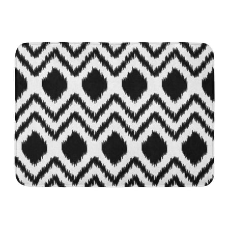 GODPOK Asian Diamond Black and White Ethnic Ikat Abstract Geometric Pattern Kilim Chevron Rug Doormat Bath Mat 23.6x15.7 inch