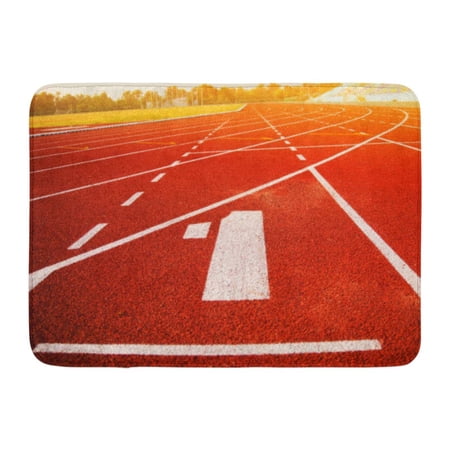 GODPOK Athletic Red Finish Track Running Number One White Line Competition Rug Doormat Bath Mat 23.6x15.7 inch
