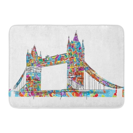 GODPOK Attraction Map Colored London Tower Bridge Symbol Outline with Architecture Beautiful Rug Doormat Bath Mat 23.6x15.7 inch