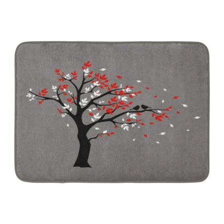 GODPOK August Colorful Wall Silhouette Autumn Tree with Love Birds Red Artistic Autumnal Rug Doormat Bath Mat 23.6x15.7 inch