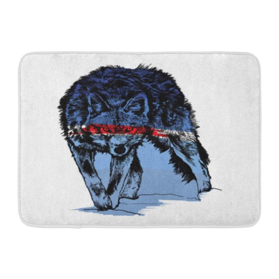 GODPOK Autumn Black Animals Wild Wolf Hand Drawing Standing Forest Predator and Roaring Front White Anger Rug Doormat Bath Mat 23.6x15.7 inch
