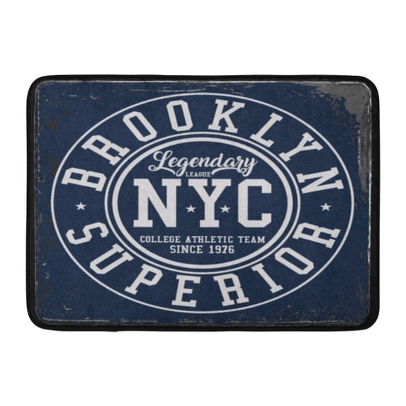 GODPOK Badge Black Athletic Vintage Varsity Graphics and Emblem with Grunge Team Calligraphic Rug Doormat Bath Mat 23.6x15.7 inch