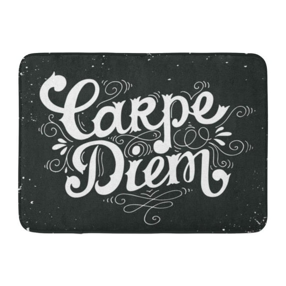 GODPOK Badge Carpe Diem LAT Seize The Day Quote Vintage with Hand Lettering This and Bags As Blackboard Curl Rug Doormat Bath Mat 23.6x15.7 inch
