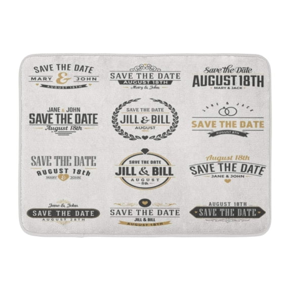 GODPOK Badge Wedding Typographic Save The Date Label Design Stamp Retro Rug Doormat Bath Mat 23.6x15.7 inch