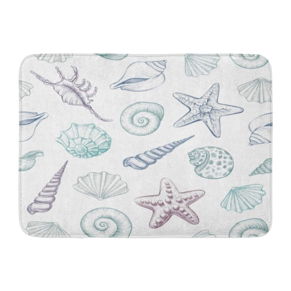 GODPOK Barnacle White Shell Seashells Marine Illustrations of Engraved Line Colorful Aquatic Beach Rug Doormat Bath Mat 23.6x15.7 inch