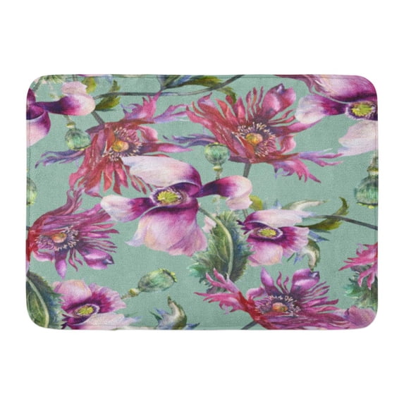 GODPOK Beautiful Colorful Abstract Poppies Green Appearance Blank Rug Doormat Bath Mat 23.6x15.7 inch