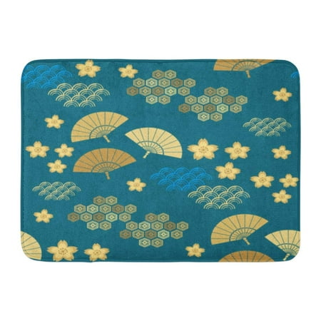 GODPOK Beautiful Japanese Clouds Fans Waves Flowers Unique Asian Textiles Manufacturing Rug Doormat Bath Mat 23.6x15.7 inch
