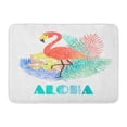 thumbnail image 1 of GODPOK Beautiful Tropical Jungle Floral with Pink Flamingo Palm Leaves and Word Aloha Hawaiian Illustrations Rug Doormat Bath Mat 23.6x15.7 inch, 1 of 1