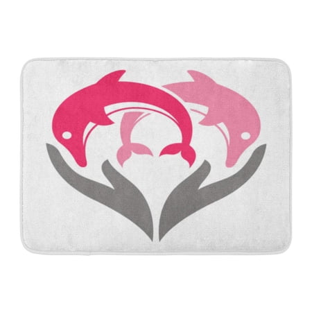 GODPOK Beauty Pink Abstract Love Dolphin White Animal Brand Rug Doormat Bath Mat 23.6x15.7 inch