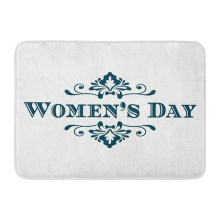 GODPOK Beauty White Abstract Happy Woman's Day Lettering Beautiful Calligraphic Rug Doormat Bath Mat 23.6x15.7 inch