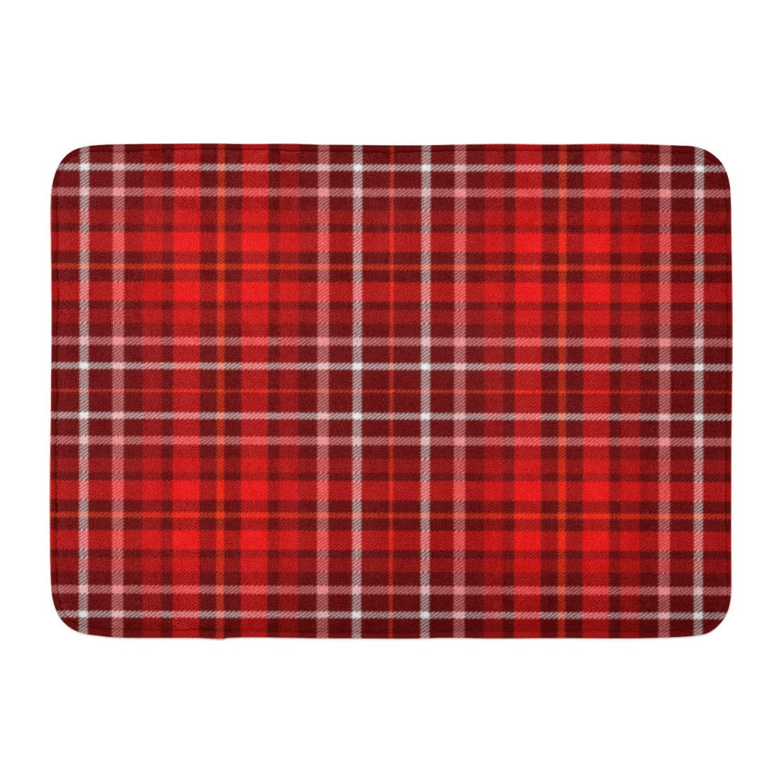 GODPOK Bedding Red Tartan Plaid Pattern Checkered White Abstract Border Rug Doormat Bath Mat 23