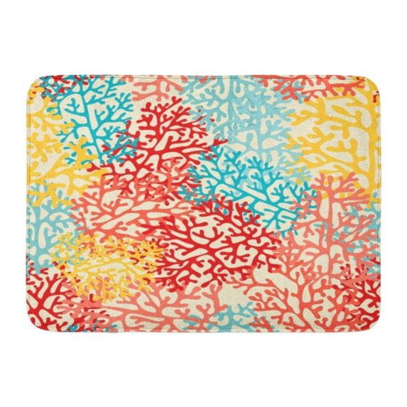 GODPOK Bend Red Alive Colorful Sea Corals Packaging Surfaces Yellow Beautiful Color Rug Doormat Bath Mat 23.6x15.7 inch