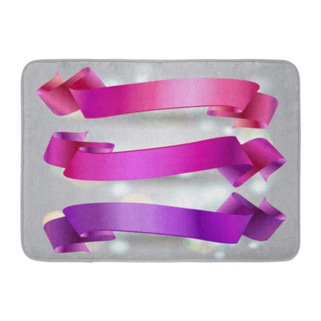 GODPOK Birthday Purple Wave of Horizontal Ribbon Pink Violet Magenta Rug Doormat Bath Mat 23.6x15.7 inch