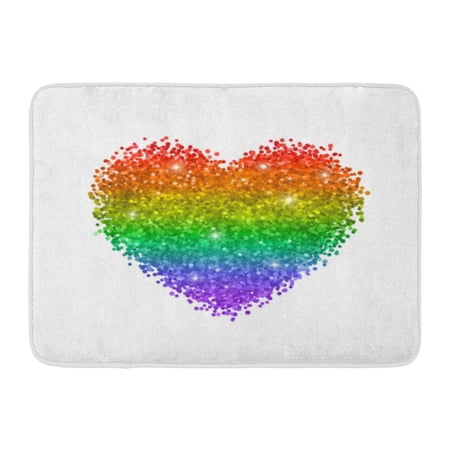 GODPOK Bisexual Colorful Gay Glitter Heart Colors of Rainbow LGBT Symbol White Raster Pride Abstract Rug Doormat Bath Mat 23.6x15.7 inch