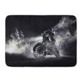 thumbnail image 1 of GODPOK Black Motorbike High Power Motorcycle Chopper with Man Rider at Night Fog with Backlights on White Bar Rug Doormat Bath Mat 23.6x15.7 inch, 1 of 1