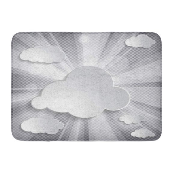 GODPOK Blank Badge Grunge Abstract with Sun Rays and White Clouds on Chequered Beautiful Blog Rug Doormat Bath Mat 23.6x15.7 inch