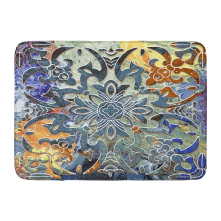 GODPOK Blank Carving Digital Design Floral Effect Tulip Abstract Alabaster Bridal Rug Doormat Bath Mat 23.6x15.7 inch