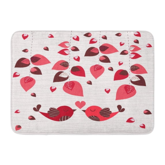 GODPOK Blossom Love Romantic Floral for Valentine's Day with Two Loving Birds Animal Couple Rug Doormat Bath Mat 23.6x15.7 inch