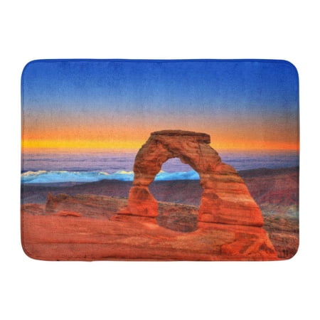 GODPOK Blue Landscape Arches National Park Delicate Arch Sea Clouds in Moab Utah USA Mount Orange Sunset Rug Doormat Bath Mat 23.6x15.7 inch