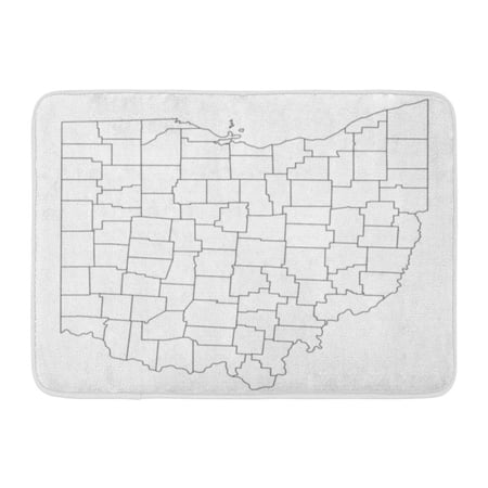 GODPOK Border Black County High Detailed Map with Counties Regions States Ohio White Abstract Cartography Rug Doormat Bath Mat 23.6x15.7 inch
