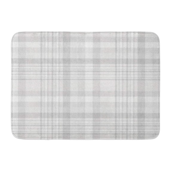 GODPOK Border White Gingham Tartan Plaid Pattern Checkered Grey Check Rug Doormat Bath Mat 23.6x15.7 inch