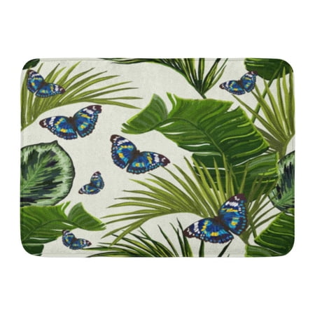GODPOK Botanical Green Butterfly Tropical Summer Pattern with Butterflies Tree Brazil Rug Doormat Bath Mat 23.6x15.7 inch