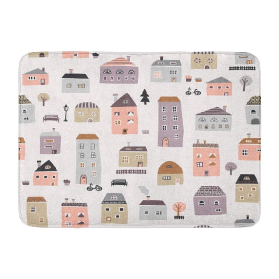 GODPOK Boy Draw Cute Town Pattern Hand Little Rug Doormat Bath Mat 23.6x15.7 inch